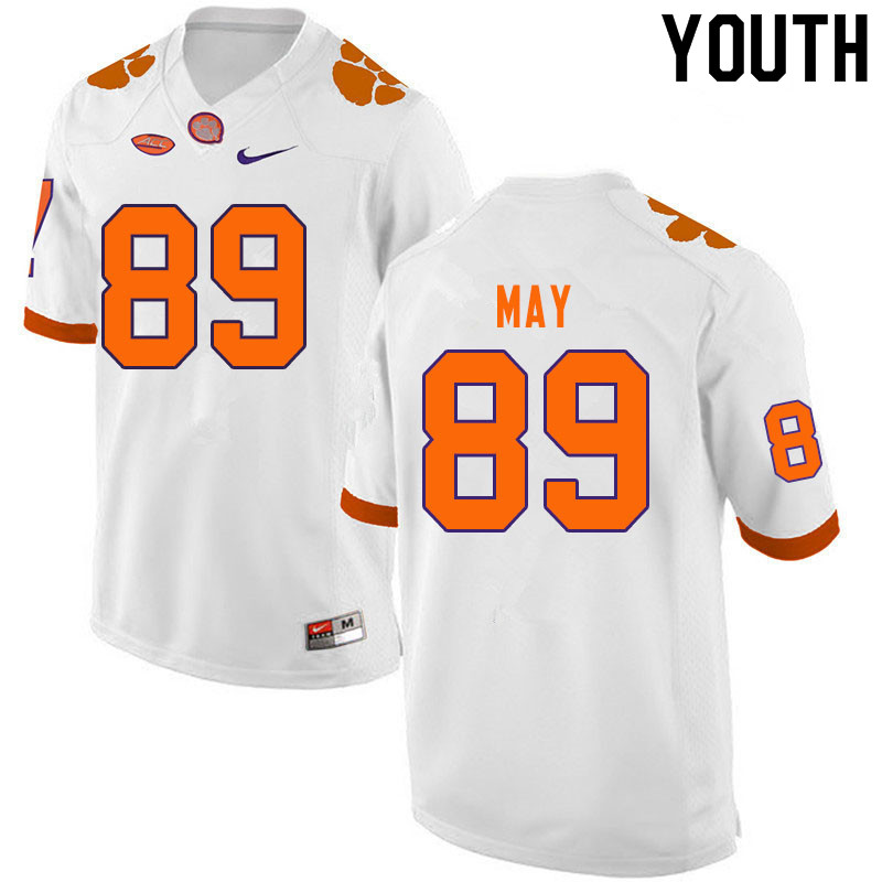 Youth #89 Max May Clemson Tigers College Football Jerseys Sale-White - Click Image to Close